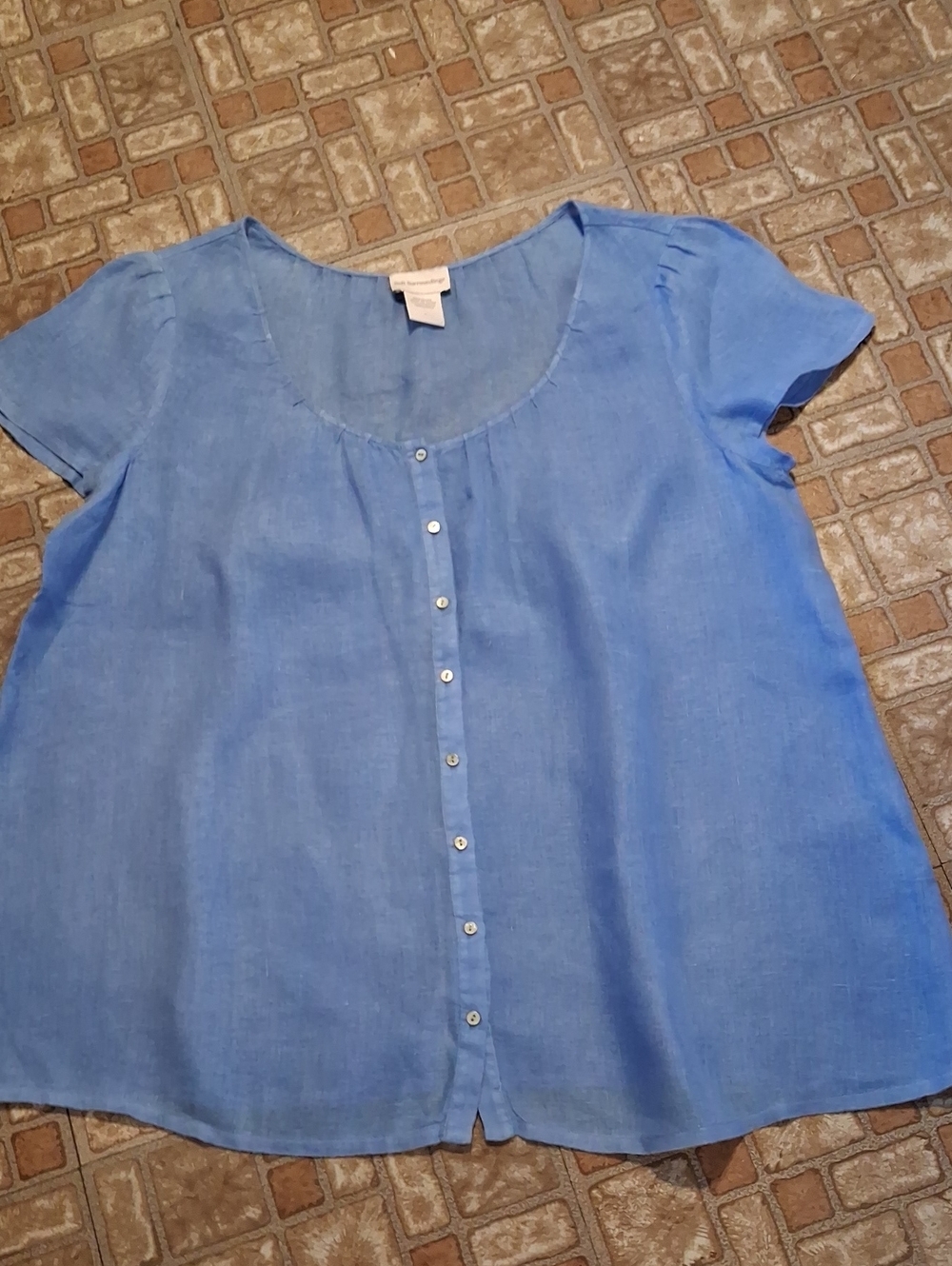 Soft Surroundings Sky Blue Linen Top Size Large
